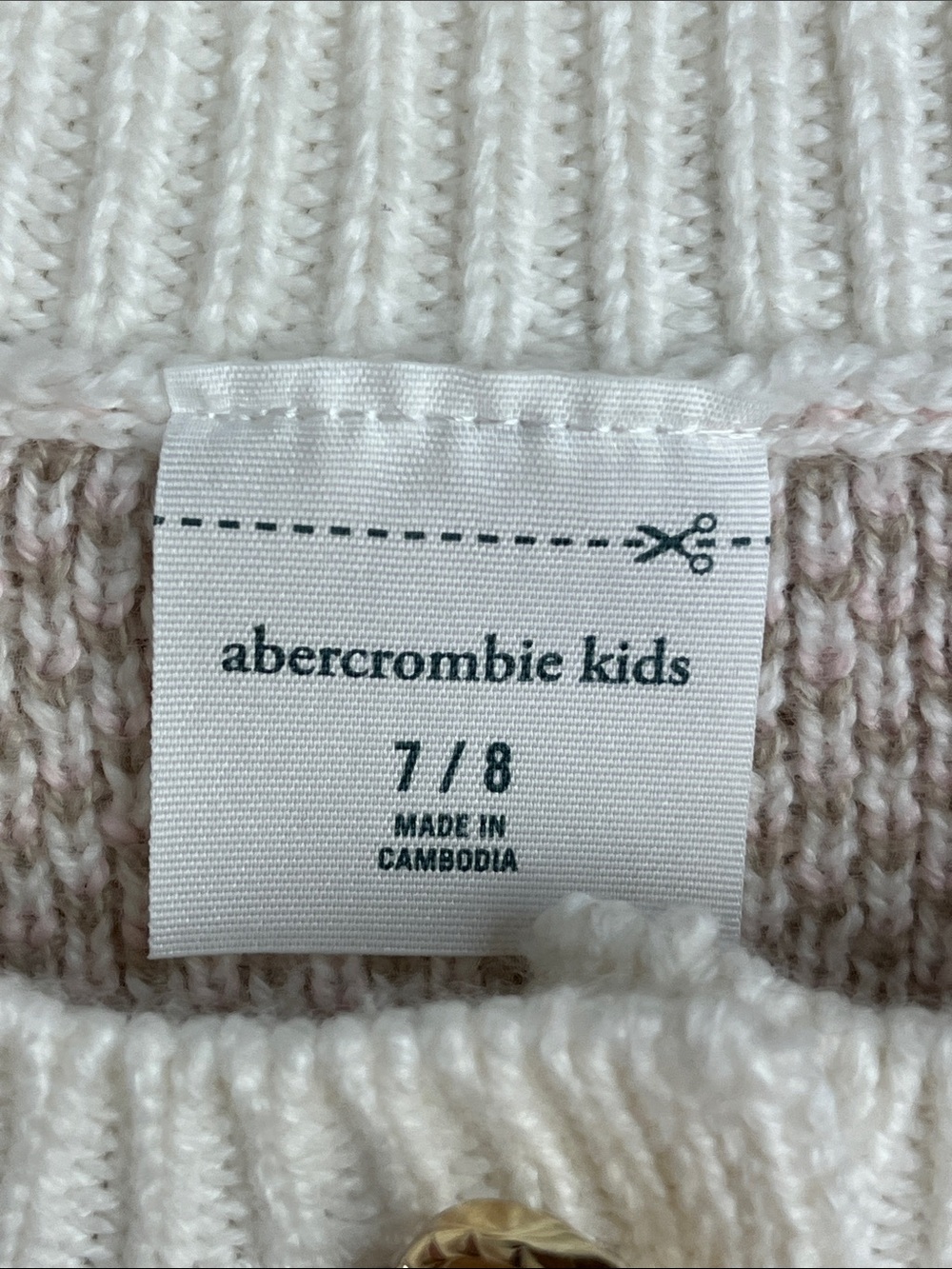 ABERCROMBIE KIDS CARDIGAN PEARL AND GOLD BUTTONS TAN PINK CREAM GIRLS SZ 7/8 - Picture 3 of 13